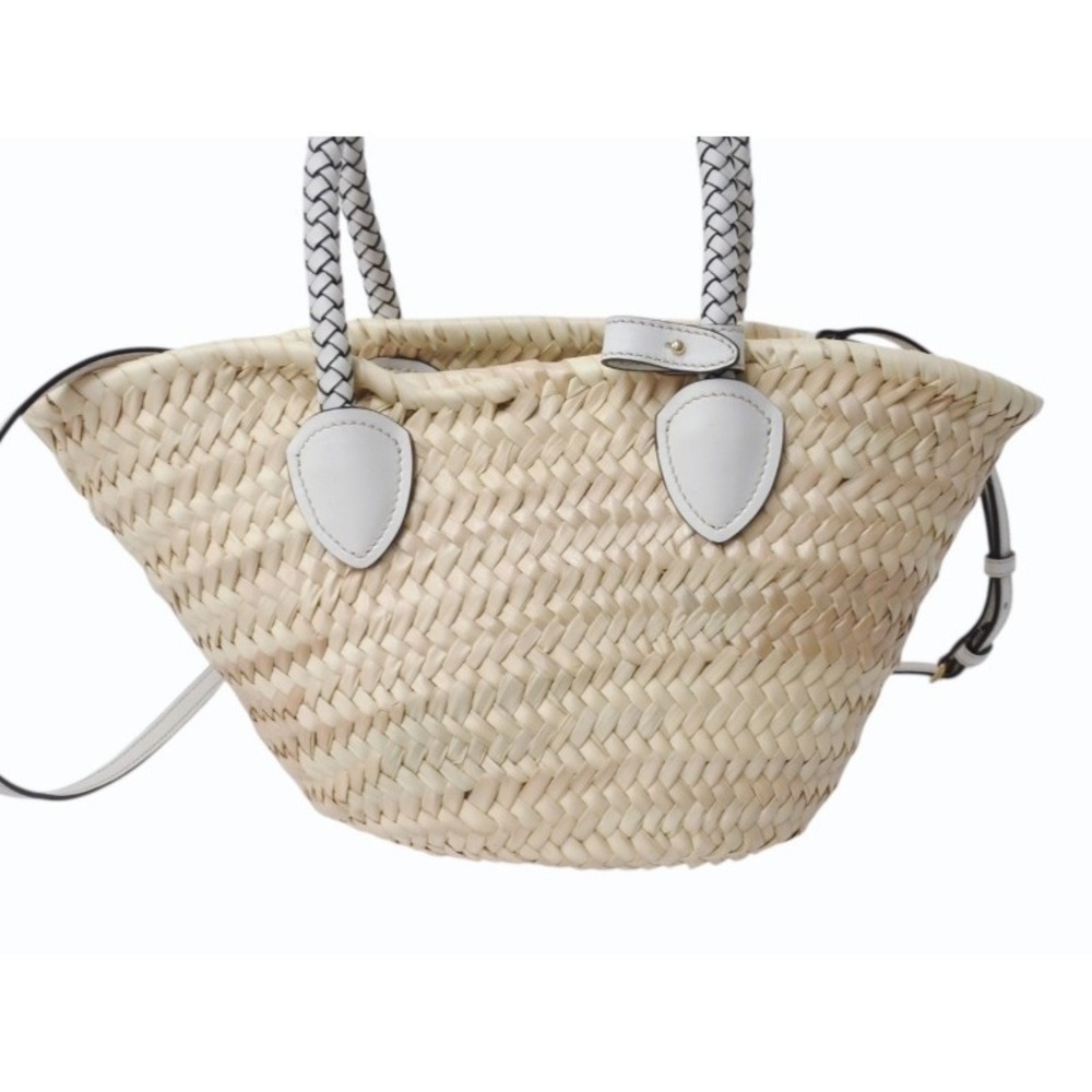 Miu Miu Miu basket bag raffia leather logo patch Beige Tan white - Picture 3 of 8